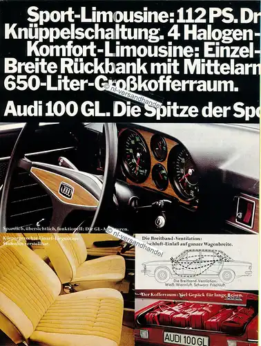Audi-100-1972-Reklame-Werbung-genuine Advertising - nl-Versandhandel 
