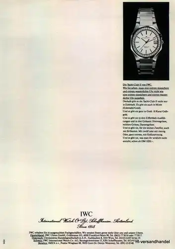 IWC-YACHT CLUB-1981-Reklame-Werbung-genuine Advert-La publicité-nl-Versandhandel