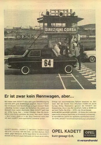 OPEL-KADETT-RETRO-1964-Reklame-Werbung-genuine Ad-La publicité-nl-Versandhandel