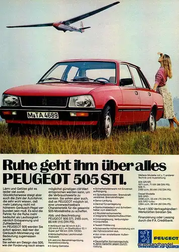 PEUGEOT-505STI-1981-Reklame-Werbung-genuine Advert-La publicité-nl-Versandhandel