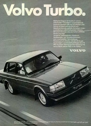 VOLVO-TURBO-1981-Reklame-Werbung-genuine Advert-La publicité-nl-Versandhandel
