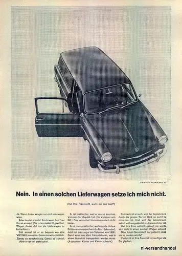 VW-VARIANT-1964-RETRO-Reklame-Werbung-genuine Ad-La publicité-nl-Versandhandel