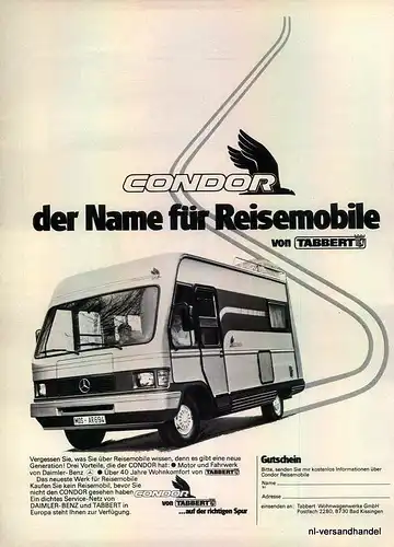 CONDOR-REISEMOBILE-2-1981-Reklame-Werbung-genuine Advert-La publicité-nl-Versand