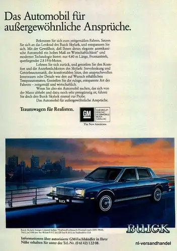 GM-BUICK-1981-Reklame-Werbung-genuine Advert-La publicité-nl-Versandhandel