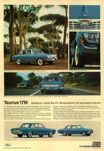 FORD-17M-1965-VINTAGE-Reklame-Werbung-genuine Ad-La publicité-nl-Versandhandel