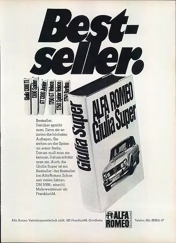 Alfa-Romeo-1969-Reklame-Werbung-genuine Advert-La publicité-nl-Versandhandel