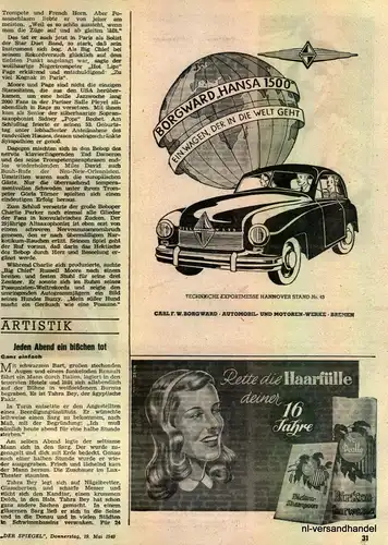 BORGWARD-HANSA 1500-1949-Reklame-Werbung-genuine Advert-La publicité-nl-Versand