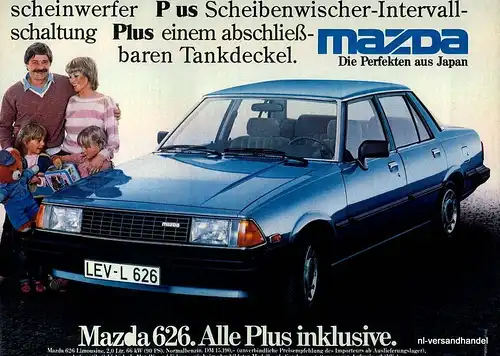 MAZDA-626-1981-Reklame-Werbung-genuine Ad-La publicité-nl-Versandhandel 