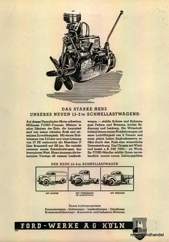 FORD-DAS STARKE HERZ-1949-Reklame-Werbung-genuine Advert-La publicité-nl-Versand