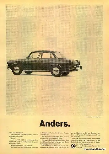 VW-1500-1965-Reklame-Werbung-genuine Ad-La publicité-nl-Versandhandel