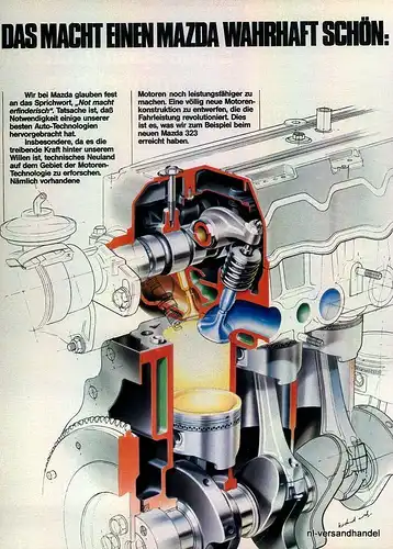 MAZDA-323-MOTOR-´81-Reklame-Werbung-genuine Advert-La publicité-nl-Versandhandel