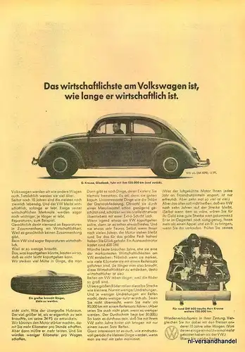 VW-KÄFER-34PS-1965-Reklame-Werbung-genuine Ad-La publicité-nl-Versandhandel