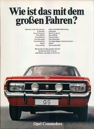 Opel-Commo-GS-1969-Reklame-Werbung-genuine Advert-La publicité-nl-Versandhandel