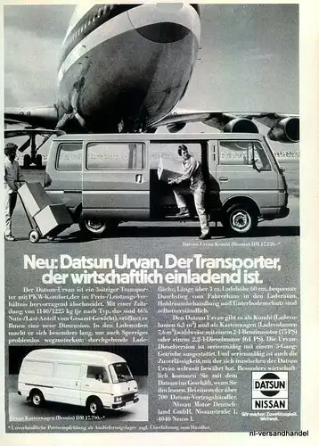 DATSUN-URVAN-1981-Reklame-Werbung-genuine Advert-La publicité-nl-Versand