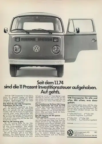 VW-Transporter-1974-III-Reklame-Werbung-vintage print ad-Vintage Publicidad