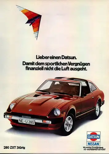 DATSUN-280 ZXT-1981-Reklame-Werbung-genuine Advert-La publicité-nl-Versandhandel