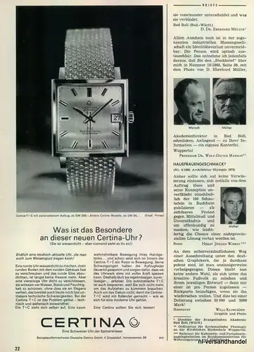CERTINA-T+C-1968-Reklame-Werbung-genuine Advert-La publicité-nl-Versandhandel