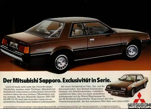 MITSUBISHI-SAPPORO-1981-Reklame-Werbung-genuine Advert-La publicité-nl-Versand