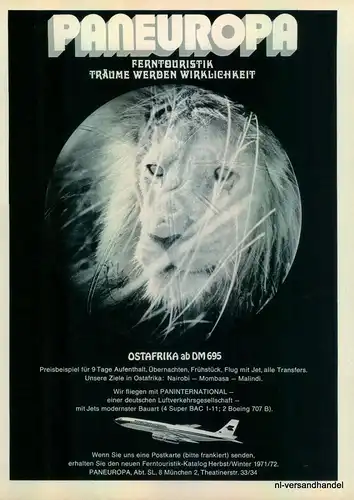 PANEUROPA-1971-Reklame-Werbung-genuine Advert-La publicité-nl-Versandhandel