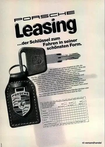 PORSCHE-924-LEASING-1981-Reklame-Werbung-genuine Advert-La publicité-nl-Versand
