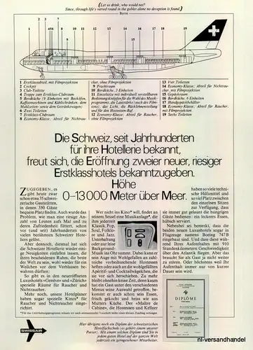 SWISS AIR-1971-Reklame-Werbung-genuine Advert-La publicité-nl-Versandhandel