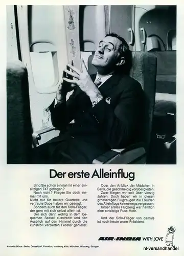 AIR INDIA-ALLEINFLUG-1971-Reklame-Werbung-genuine Advert-La publicité-nl-Versand