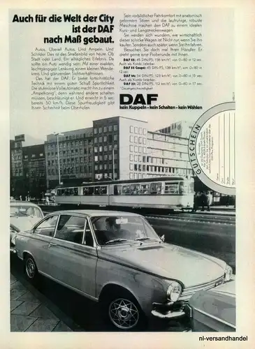 DAF-55-COUPE-1971-Reklame-Werbung-genuine Advert-La publicité-nl-Versandhandel
