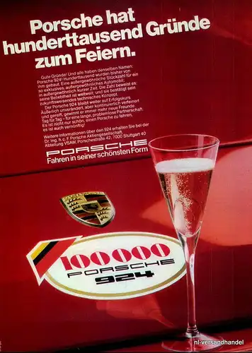PORSCHE-924-1981-Reklame-Werbung-genuine Advert-La publicité-nl-Versandhandel