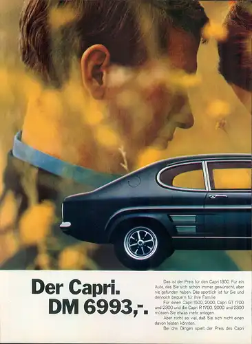 Ford-Capri-69-Reklame-Werbung-genuine Advert-La publicité-nl-Versandhandel