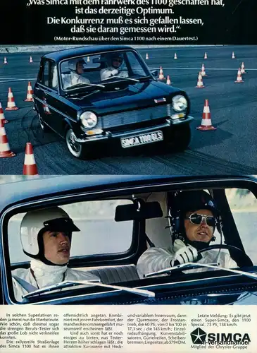 SIMCA-1100-1971-Reklame-Werbung-genuine Advert-La publicité-nl-Versandhandel