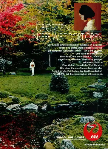 JAPAN AIR LINES-OBEN-1971-Reklame-Werbung-genuine Advert-La publicité-nl-Versand