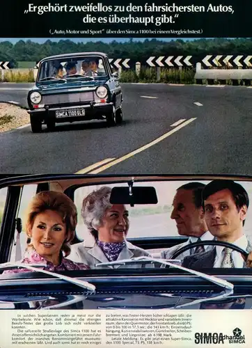 SIMCA-1100-GLS -1971-Reklame-Werbung-genuine Advert-La publicité-nl-Versand