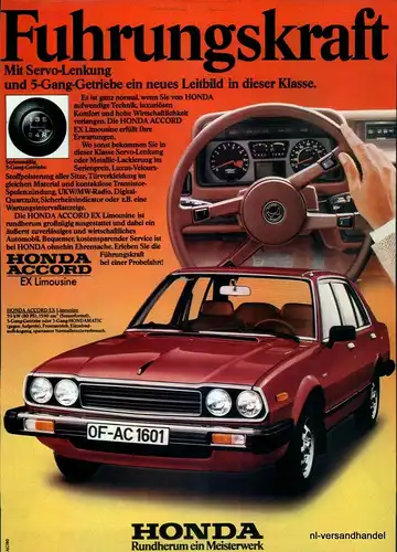 HONDA-ACCORD-EX-1980-Reklame-Werbung-genuine Advert-La publicité-nl-Versand