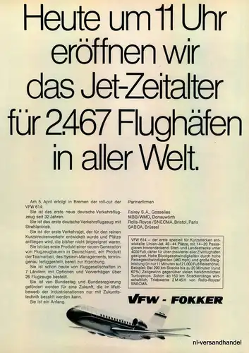 VFW FOKKER-1971-Reklame-Werbung-genuine Advert-La publicité-nl-Versandhandel
