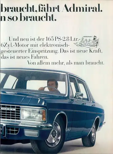 Opel-Admiral-I-1969-Reklame-Werbung-genuine Advert-La publicité-nl-Versandhandel