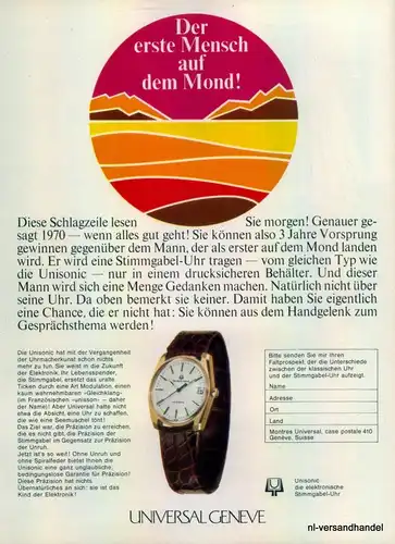 UNIVERSAL-GENEVE-1968-Reklame-Werbung-genuine Advert-La publicité-nl-Versand