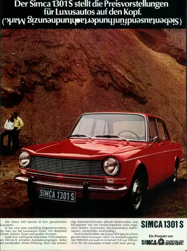 SIMCA-1301 S-1971-Reklame-Werbung-genuine Advert-La publicité-nl-Versandhandel