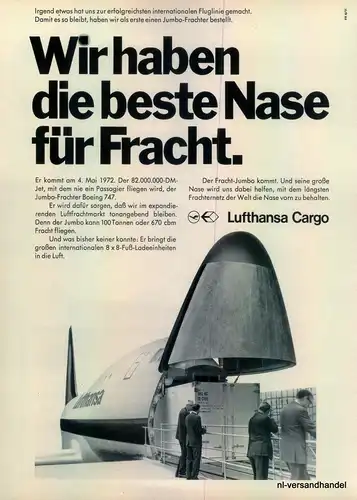 LUFTHANSA-NASE-1971-Reklame-Werbung-genuine Advert-La publicité-nl-Versandhandel