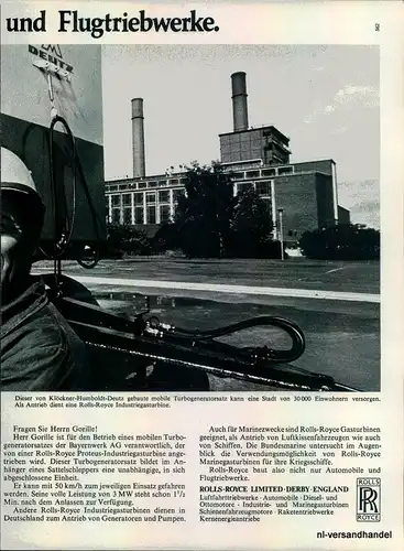 ROLLS ROYCE-1968-Reklame-Werbung-genuine Ad-La publicité-nl-Versandhandel