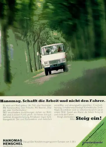 HANOMAG HENSCHEL-1-38-´68-Reklame-Werbung-genuine Advert-La publicité-nl-Versand