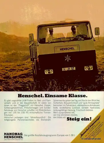 HANOMAG HENSCHEL-1968-Reklame-Werbung-genuine Advert-La publicité-nl-Versand