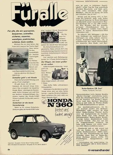 HONDA-N360-1968-Reklame-Werbung-genuine Advert-La publicité-nl-Versandhandel