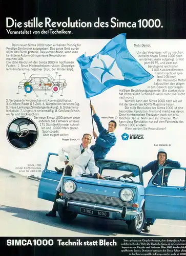 Simca-1000-1969-Reklame-Werbung-genuine Advert-La publicité-nl-Versandhandel