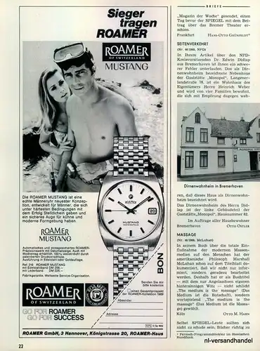 ROAMER-SIEGER-1968-Reklame-Werbung-genuine Advert-La publicité-nl-Versandhandel