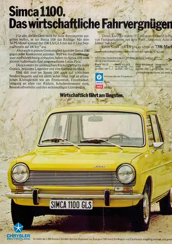 Simca-1100-1974-III-Reklame-Werbung-vintage print ad-Vintage Publicidad