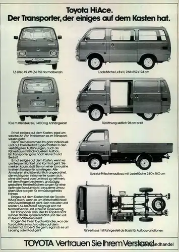 TOYOTA-HI ACE-1980-Reklame-Werbung-genuine Advert-La publicité-nl-Versandhandel
