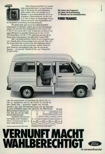 FORD-TRANSIT-1.6-1980-Reklame-Werbung-genuine Advert-La publicité-nl-Versand