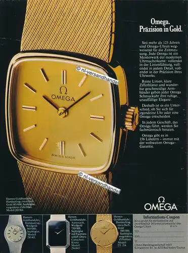 Omega-Goldbanduhr-1976-Reklame-Werbung-genuine Advertising- nl-Versandhandel