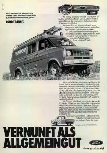 FORD-TRANSIT-FW-1980-Reklame-Werbung-genuine Advert-La publicité-nl-Versand