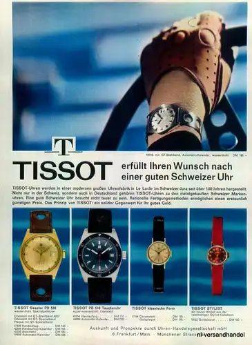 TISSOT-1968-Reklame-Werbung-genuine Advert-La publicité-nl-Versandhandel